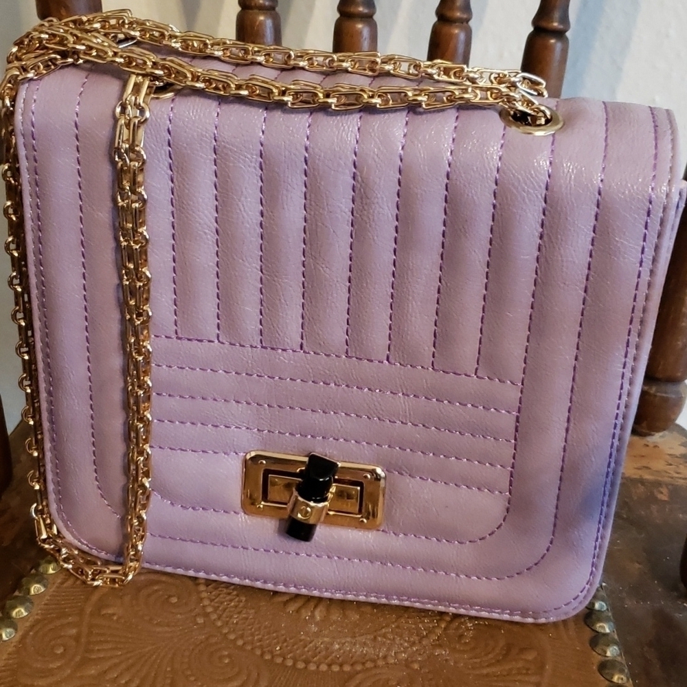 Mellow World faux leather quilted lilac handbag